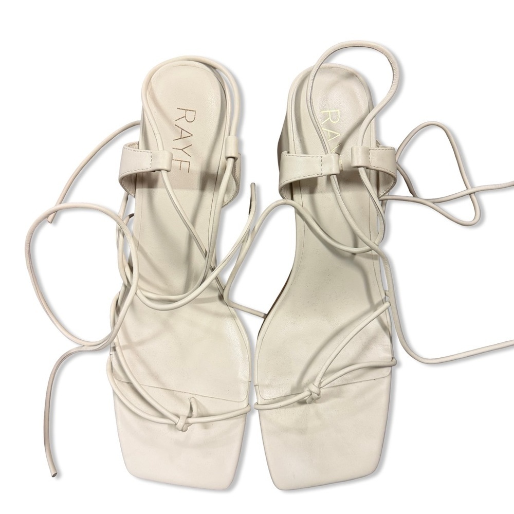 RAYE Voyage Heels sandals shoes Bone White Cream Strappy Block Revolve 9 - Picture 8 of 9